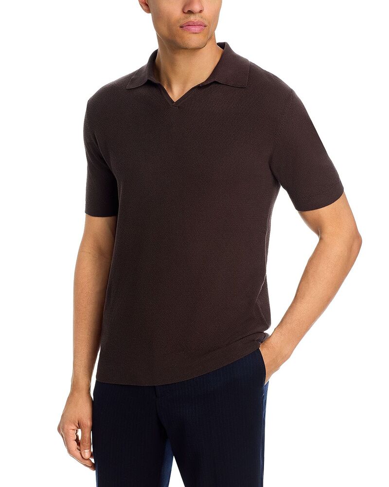 ボリオリ メンズ トップス スポーツシャツ 編み物 Boglioli Garment Dye Pique Knit Johnny Collar Polo Brown 赤銅色