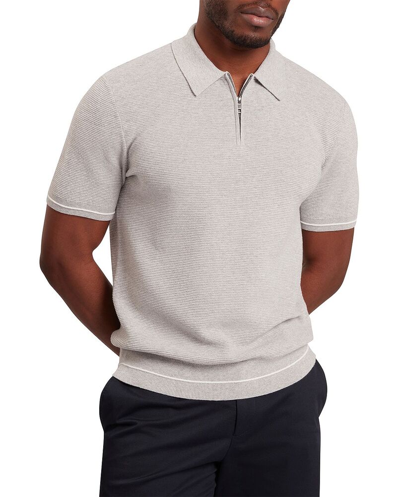 テッドベーカー メンズ トップス ポロシャツ ハーフジップ Ted Baker Deckers Ottoman Quarter Zipolo Grey グレー｜ReVida 店