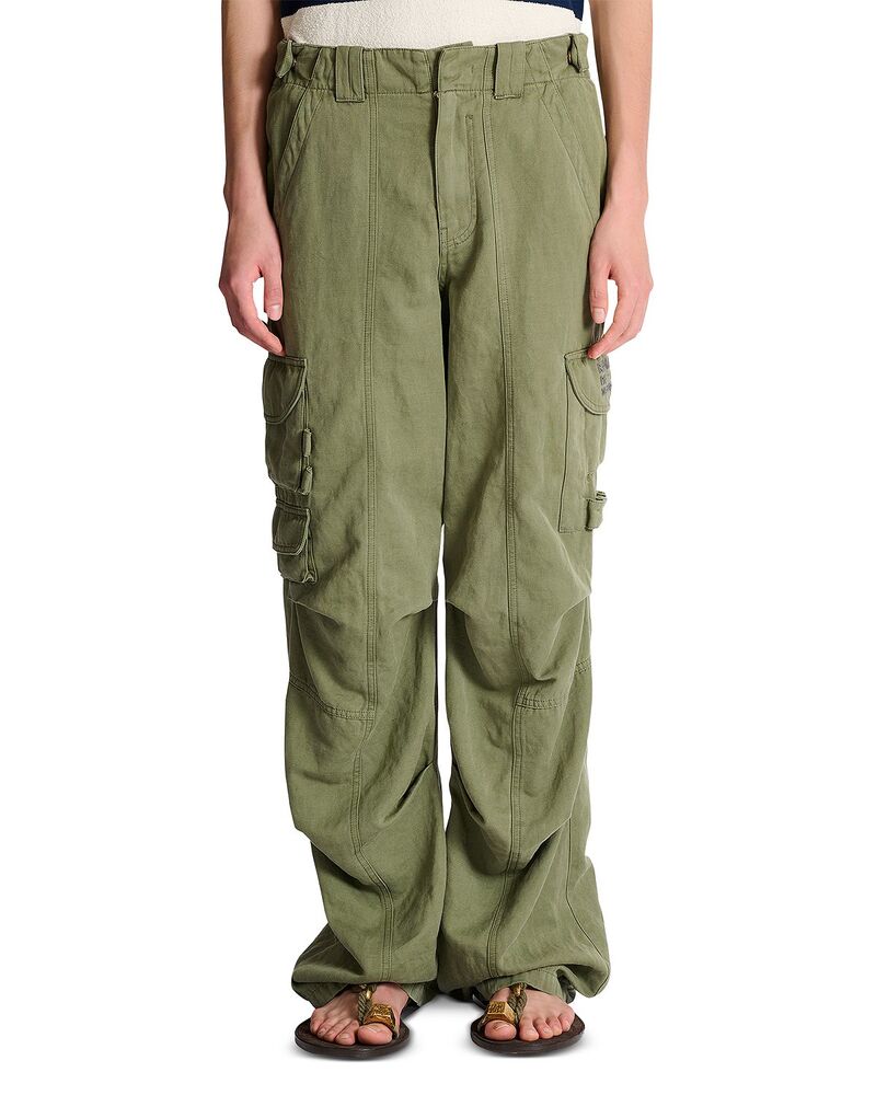 バルマン メンズ ボトムス 心地よいズボン下 カーゴパンツ 綿織物 リネン Balmain Cotton Linen Cargo Pants Green 緑であること