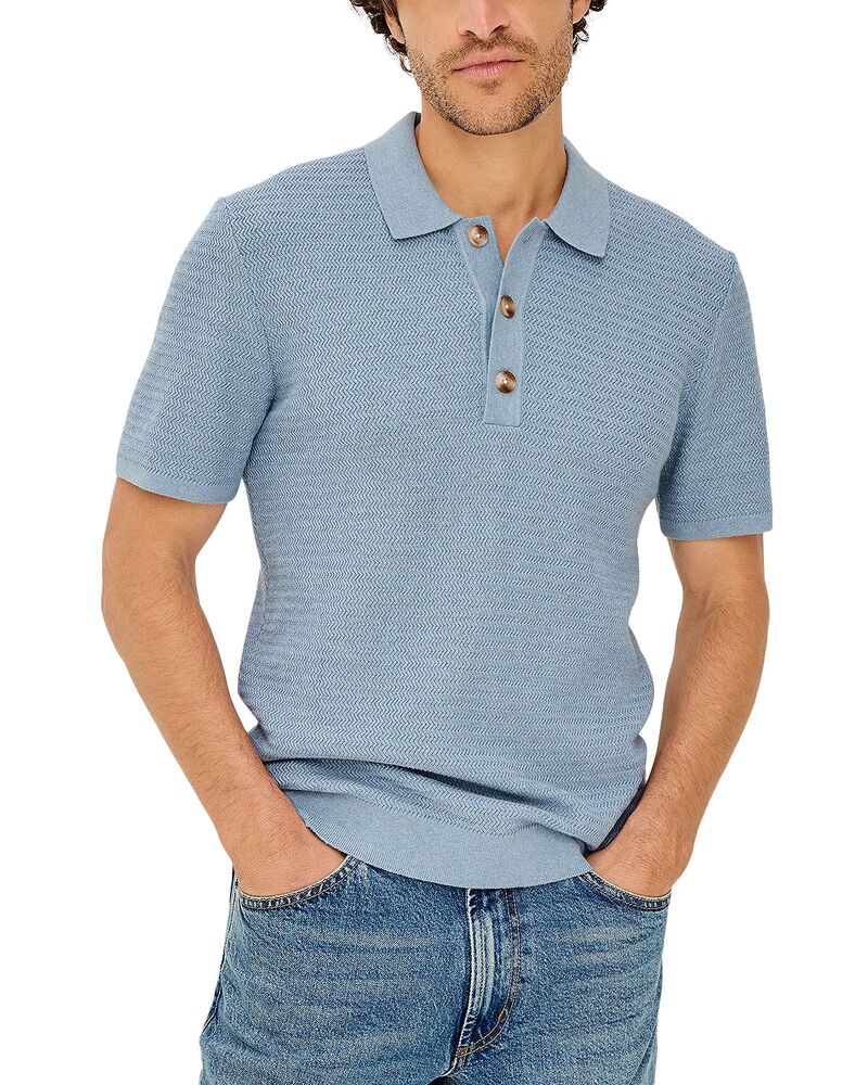レイルズ メンズ トップス スポーツシャツ 伸び伸びする相応う 編み物 Rails Nathan Relaxed Fit Knit Polo Shirt Blue Sky Heather ギョリュウモドキ
