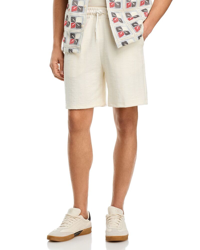 レ ドゥ メンズ ボトムス 二分の一ズボン下・さる股引き 遊撃手ズボン下 Les Deux Stripe Jacquard Shorts Eggnog White 白いこと