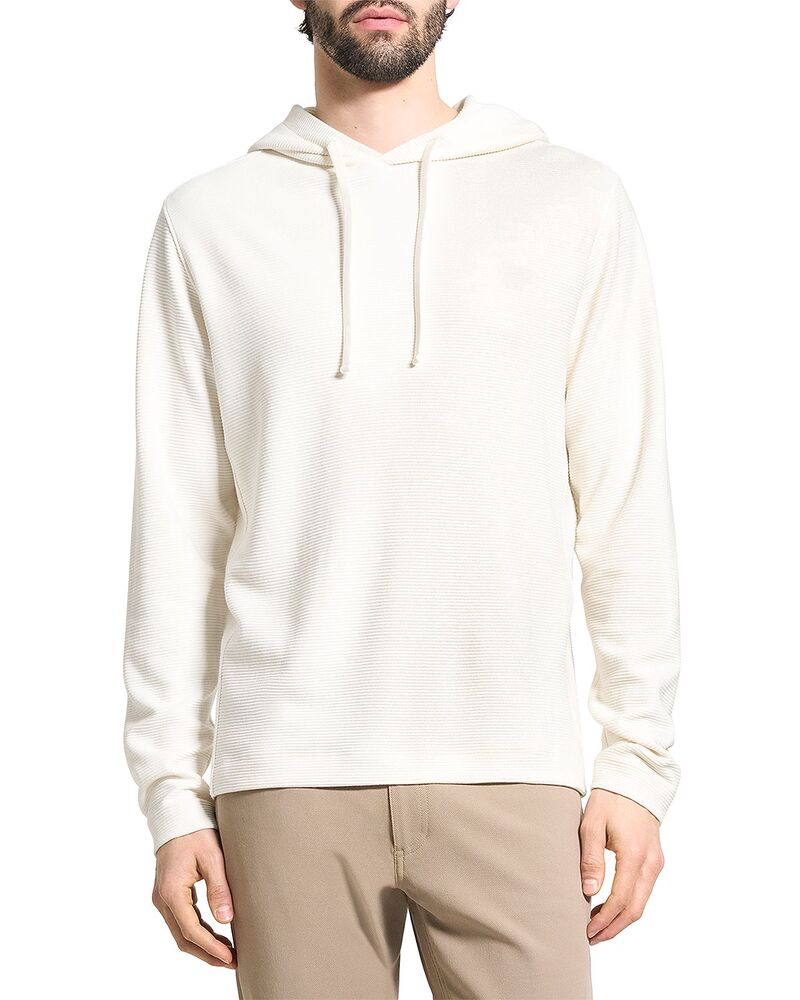 行動論理 メンズ アウター パーカー・スウェット 伸び伸びする填まる Theory Delroy インチ Studio T Jacquard Relaxed Fit Hoodie Winter Ivory 象牙色