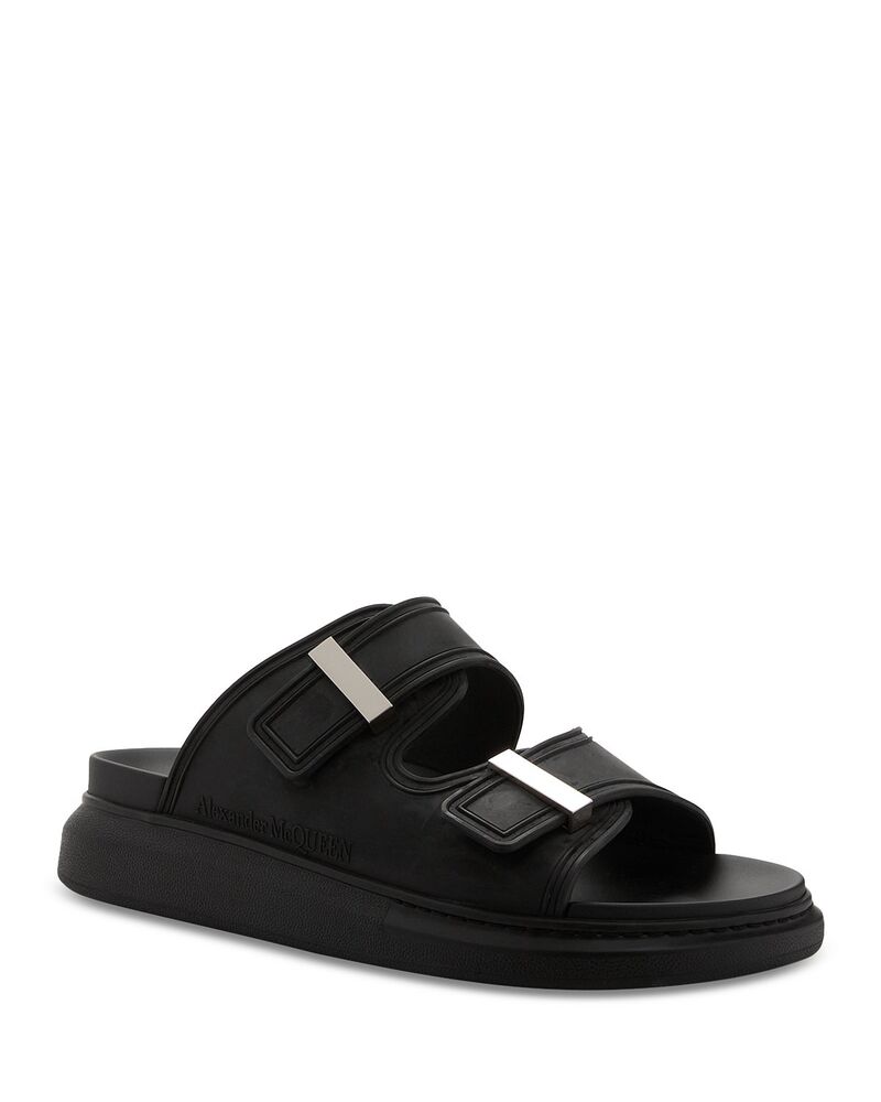 マックイーン メンズ シューズ サンダル McQueen Alexander Men\u0027slide Sandals Black/Silver 黒いこと