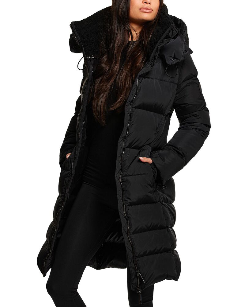 総締め レディース アウター 厚地の外套 SAM. Savannahooded Puffer Coat Black 黒いこと
