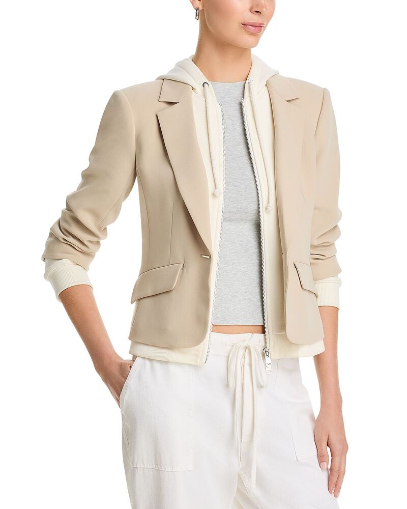 サンク セプト レディース アウター パーカー・スウェット スポーツジャケット Cinq Sept Khloe Hooded Blazer Khaki/Ivory 象牙色