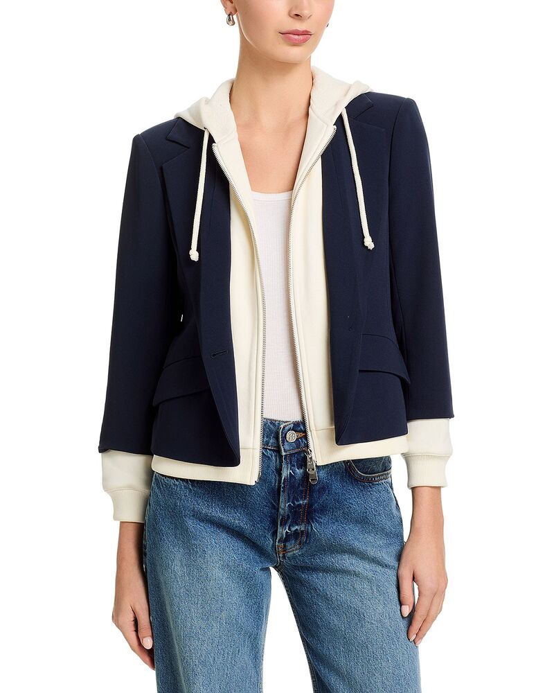 サンク セプト レディース アウター パーカー・スウェット スポーツジャケット Cinq Sept Khloe Hooded Blazer Navy/Ivory 象牙色