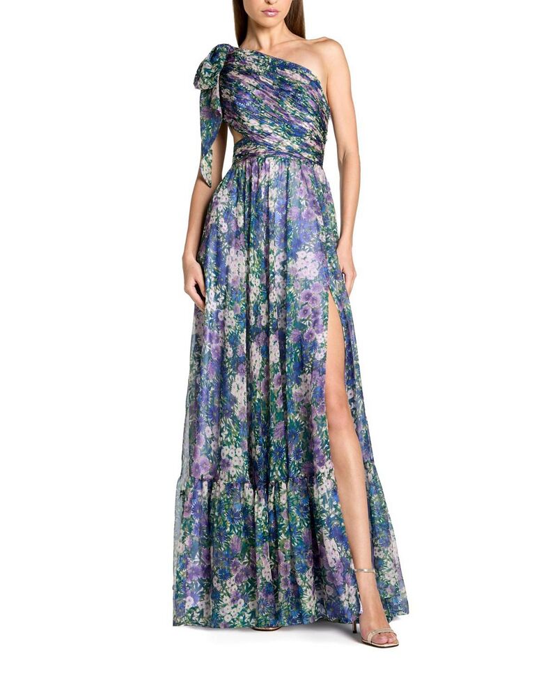 マックダガル レディース トップス 衣装 カットアウト Mac Duggal Side Cut Out One Shoulder Gown Lilac Multi 紫はしどい