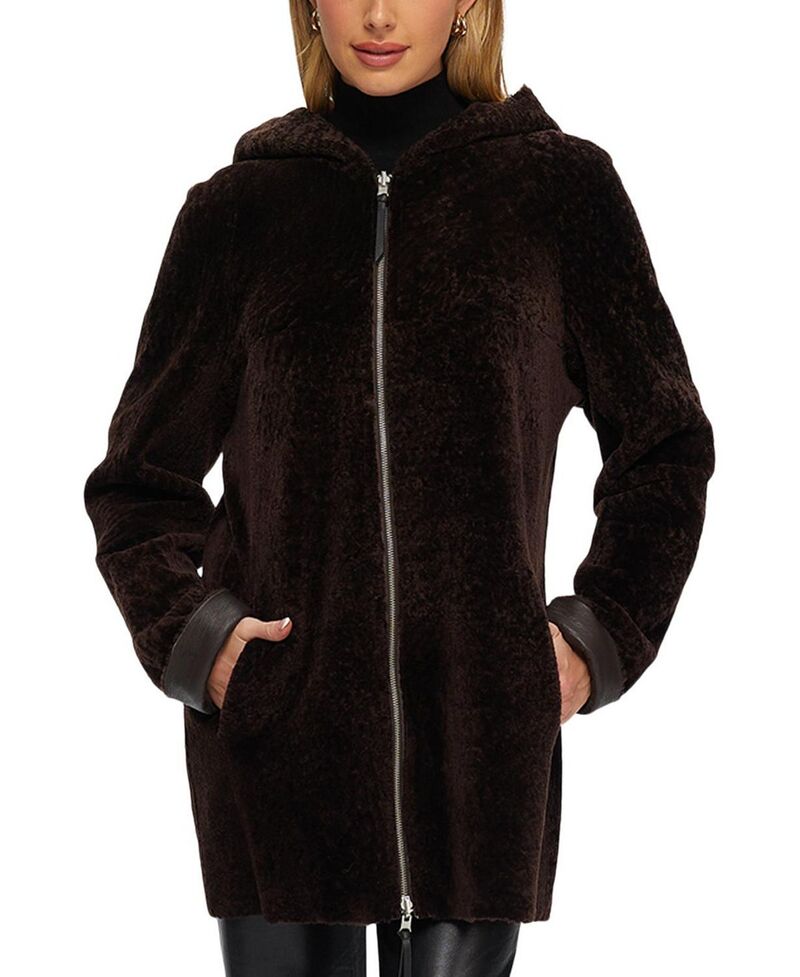 ゴルスキ レディース アウター 上衣・上衣 パーカー 厚地の外套 Gorski Reversible Shearling Ziparka Coat Brown/Brown 赤銅色