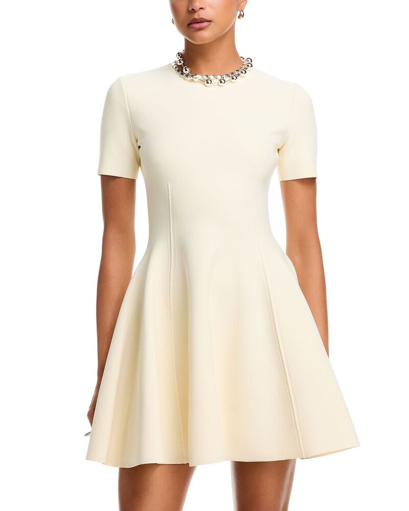 マックイーン レディース トップス 衣裳 ミニ McQueen Seamed Short Sleeve Mini Dress Ivory 象牙色