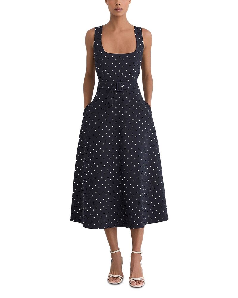 レイス レディース トップス 衣装 点点柄 点点 REISStructured Orielle Polka Dot Dress Navy 米国海軍