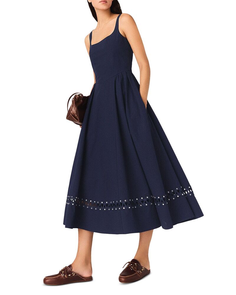 マージュ レディース トップス 衣装 MIDI Maje Flared Midi Dress Navy 米国海軍