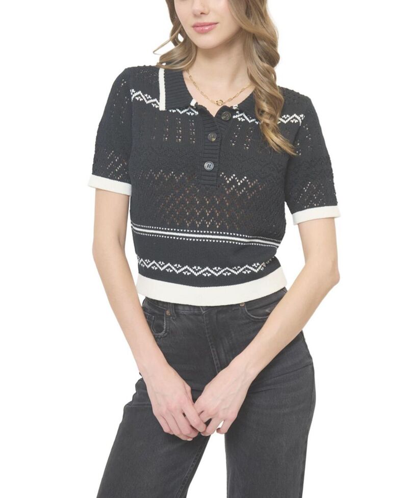 セントラルパークウェスト レディース トップス スポーツシャツ Central Park West Women\u0027s North Nautical Polo Black-Stripe 黒いこと