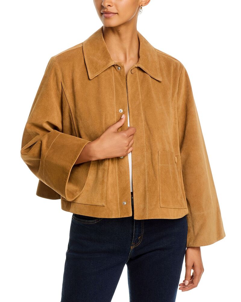 ひな形 レディース アウター 上衣・上衣 ミニ スエードクロス FRAME The Mini Suede Swing Jacket Light Camel 駱駝