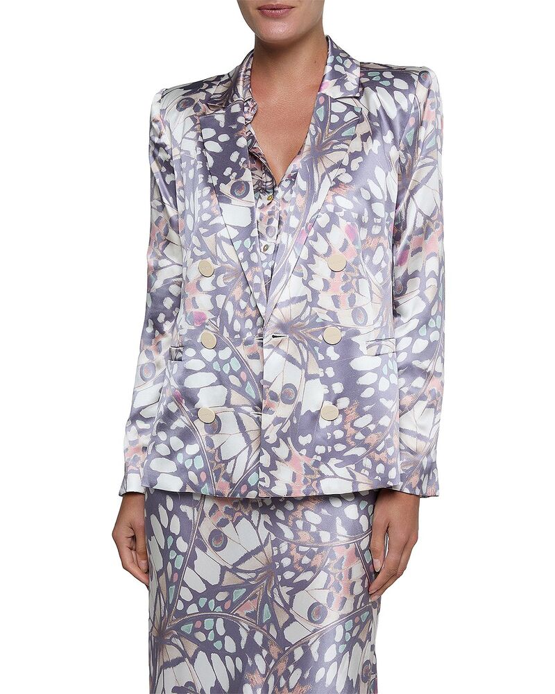 ラジャンス レディース アウター 上衣・上衣 スポーツジャケット リネン L\u0027AGENCE Sena Double Breasted Linen Blazer Multi Butterfly Wing マルチ色つや