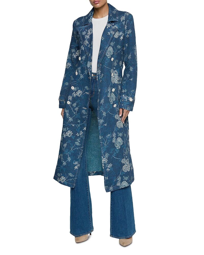 ラジャンス レディース アウター 厚地の外套 リネン L\u0027AGENCE Bradley Linen Trench Coat Navy Floral Print 米国海軍