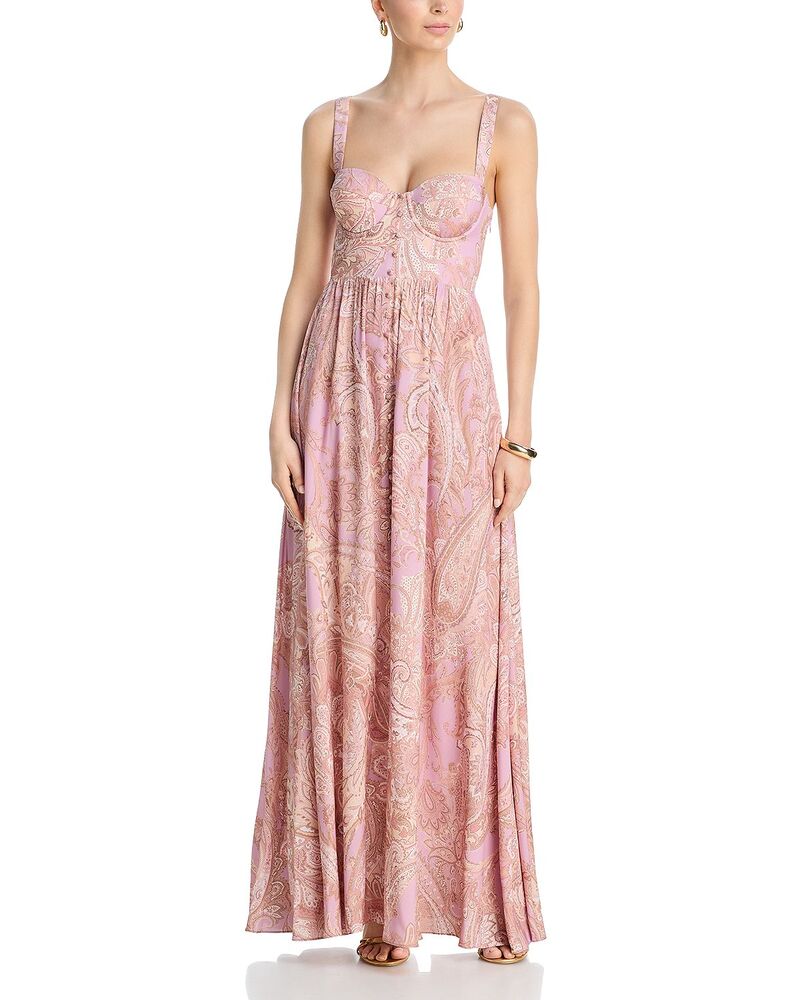 ラジャンス レディース トップス 衣装 刷り上げる マキシ L\u0027AGENCE Rosette Printed Maxi Dress Mauve Multi Paisley マルチ色合い