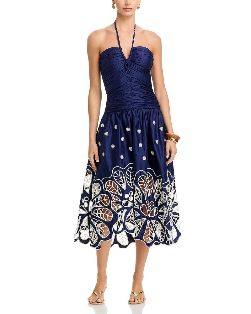 ファーム レディース トップス ワンピース ギャザー ホルター FARM Rio Halteruchedress Dark Blue ブルー|ReVida 店