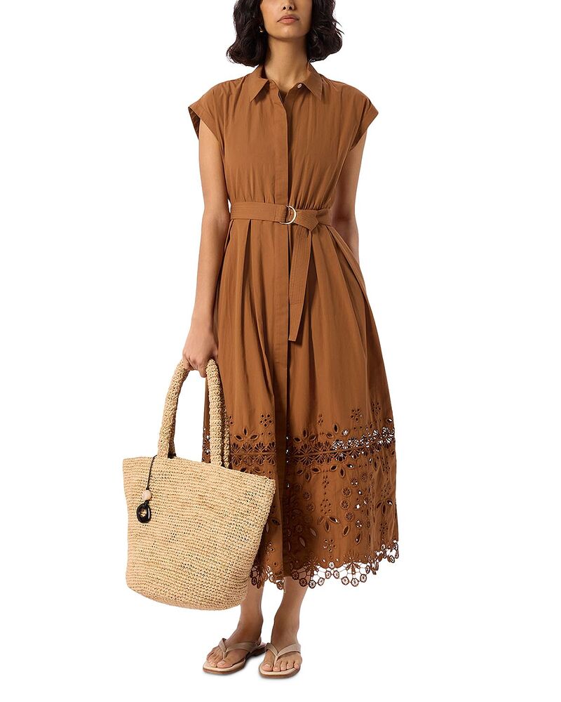ホイッスルズ レディース トップス プルオーバー 綿織物 Whistles Cotton Broderie Shirt Dress Camel 駱駝