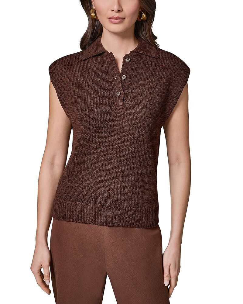 ダナキャラン レディース アウター 編み物・ティーシャツ スポーツシャツ ノースリーブ Donna Karanew York Sleeveless Polo Sweater Canyon