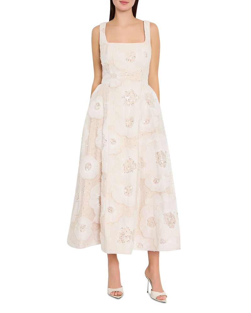 ミリー レディース トップス 衣裳 チュール MILLY Arianna Tulle Flower Beadedress White 白いこと