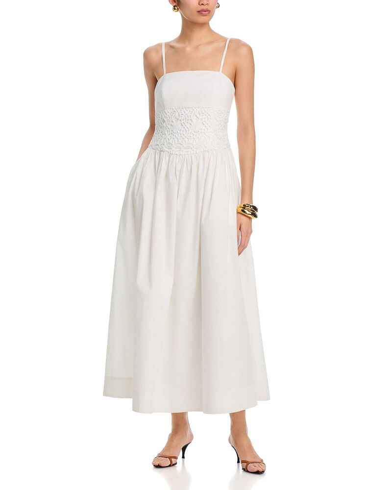 ミリー レディース トップス ワンピース マキシ MILLY Lou Crochet Maxi Dress White ホワイト｜ReVida 店