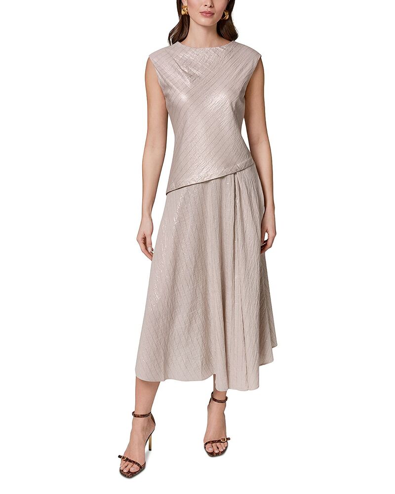 ダナ キャラン ニューヨーク州 レディース トップス 衣装 非対称 midi 旗がしら Donna Karanew York Cap Sleeve Asymmetric Midi Dressisal/Canyon