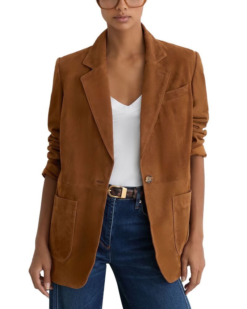 レイス レディース アウター 上衣・上衣 スエードクロス スポーツジャケット REISS Cassuede Blazer Tan Brown 赤銅色