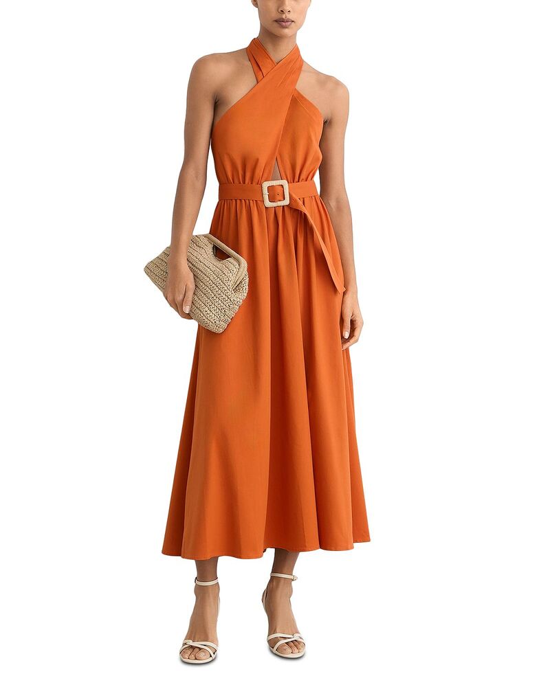 レイス レディース トップス 衣装 REISS Rowe Crossover Dress Orange オレンジ色