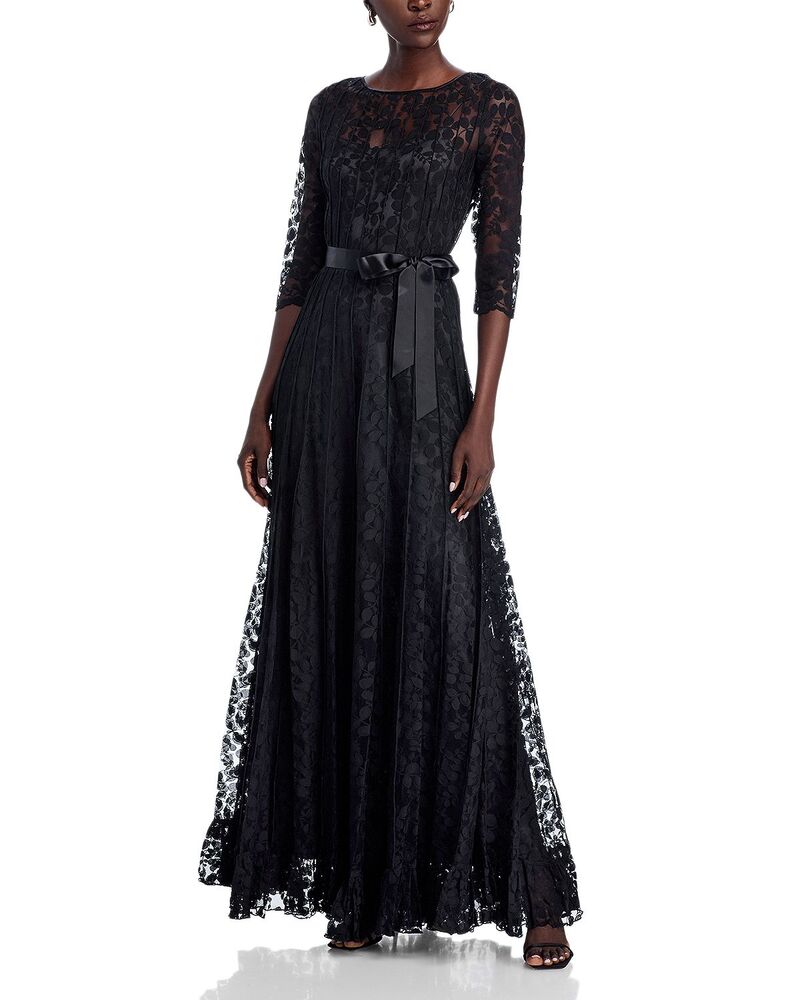 テリジョンバイリッキーフリーマン レディース トップス 衣装 スピード競技 Teri Jon by Rickie Freeman Lace Gown Black 黒いこと
