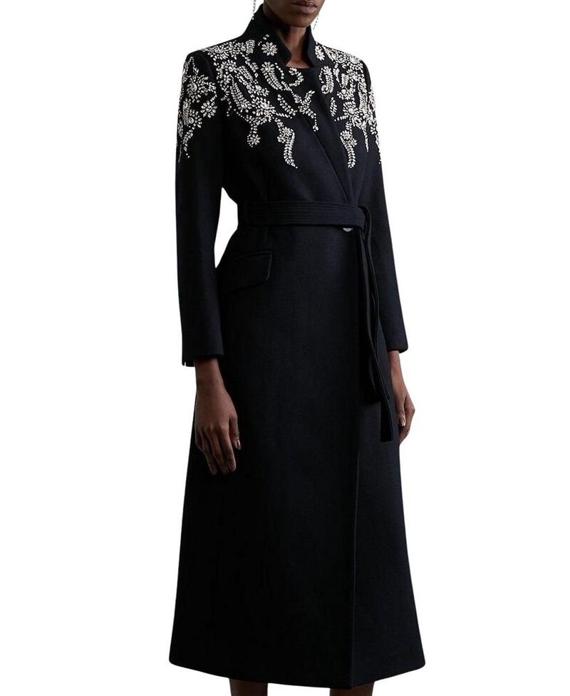 カレンミレン レディース アウター 厚地の外套 midi 羊毛 Karen Millen Tailored Wool Double Breasted Midi Coat Black 黒いこと