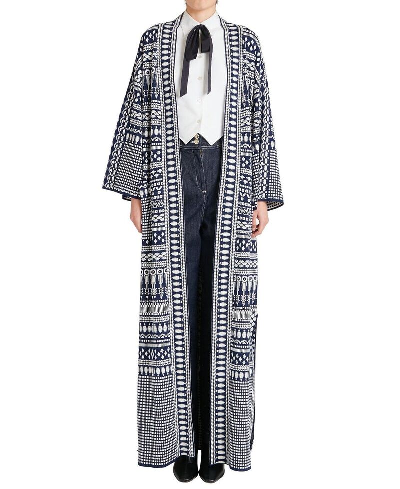 テンパリーロンドン レディース アウター 厚地の外套 編み物 Temperley London Women\u0027s Tlalli Knit Coat Navy \u0026 Silver 米国海軍