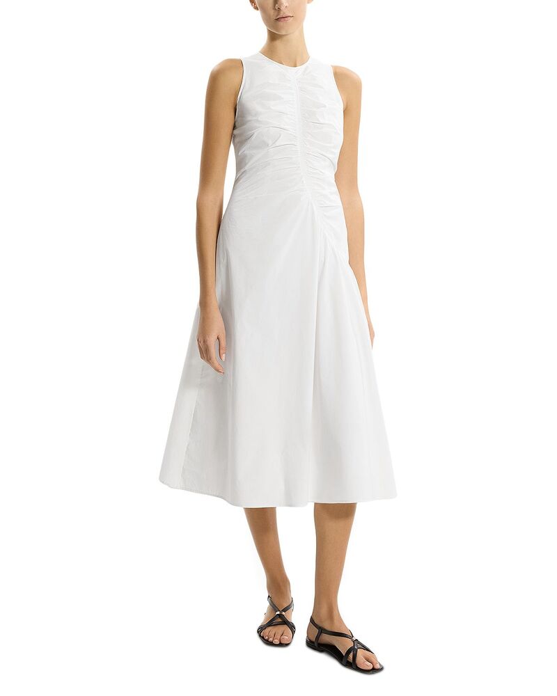行動論理 レディース トップス 衣装 ギャザー ノースリーブ Theory Ruched Sleeveless Dress White 白いこと