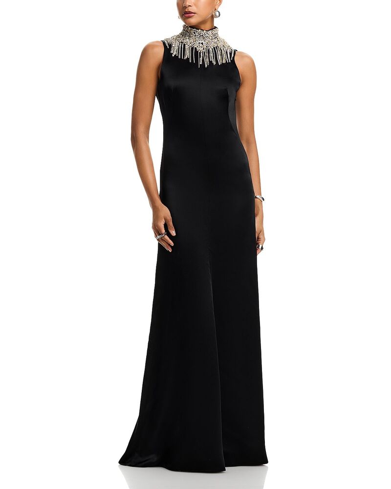 マックイーン レディース トップス 衣裳 繻子 McQueen Hammered Satin Gown Black 黒いこと