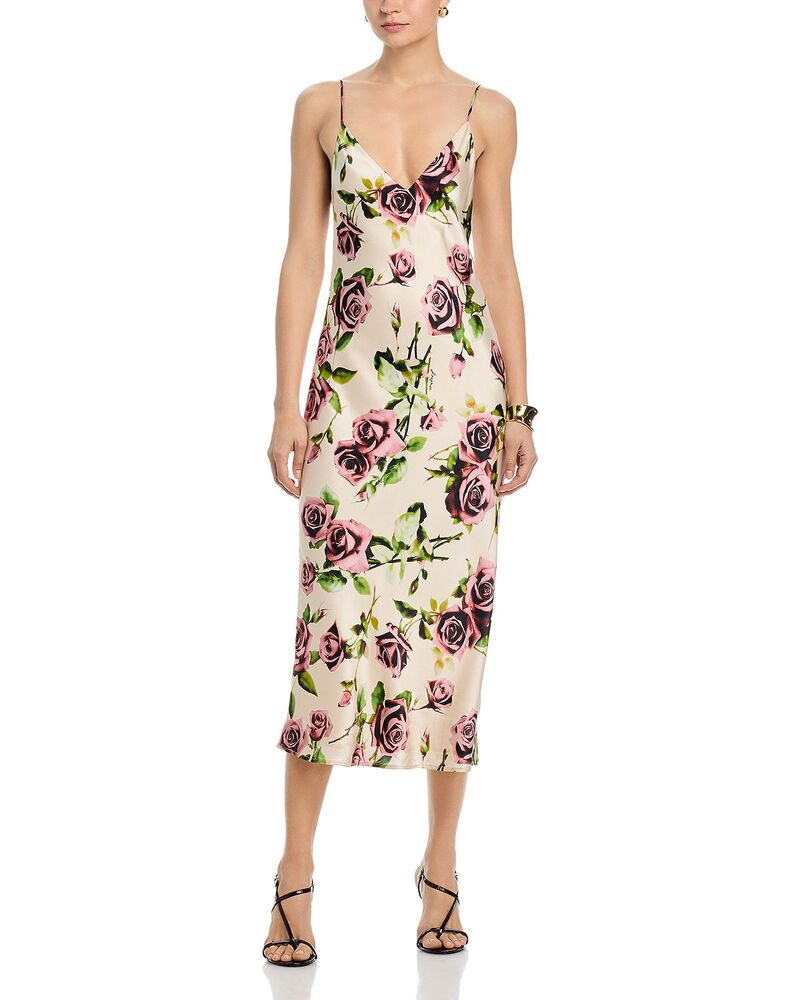 ラジャンス レディース トップス 衣裳 地絹 L\u0027AGENCE Seridie Silk Slip Dress Ecru/Mauve Romantic Rose エクリュ