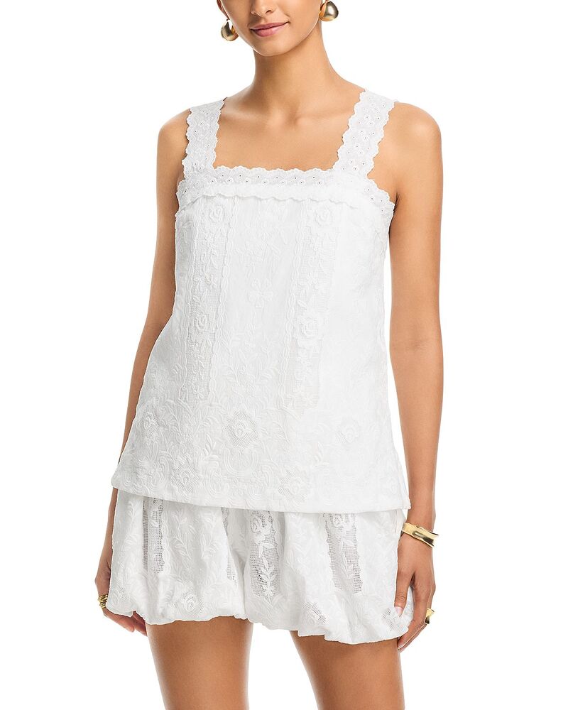 ラインアンドドット レディース トップス 飛び降りる背広 ロンパース Line \u0026 Dot Pienza Eyelet Romper White 白いこと