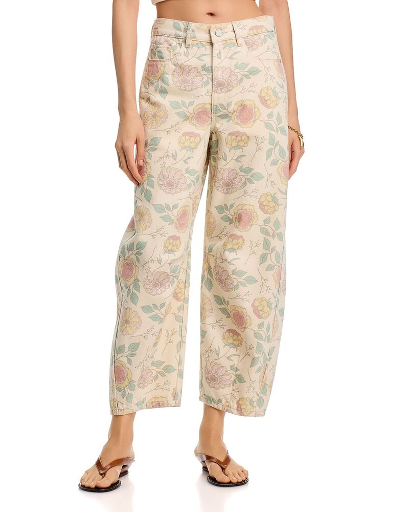 空白文字ニューヨーク州 レディース ボトムス ジーンズズボン下 刷り上げる デニム BLANKNYC Printed High Rise Barreleg Jeans インチ Flower Crown Flower Crown