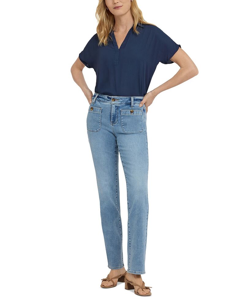 エヌワイディージェイ レディース ボトムス デニムパンツ ジーンズ NYDJ Marilyn High Rise Patch Pocket Straight Jeans in Mist Springs Mist Springs|ReVida 店