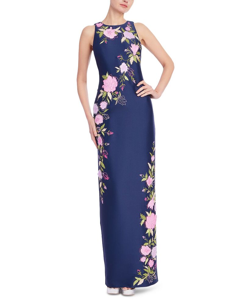 バッジェリーミシュカ レディース トップス 衣裳 刺しゅう Badgley Mischkappliqud Embroidered Column Dress Navy 米国海軍