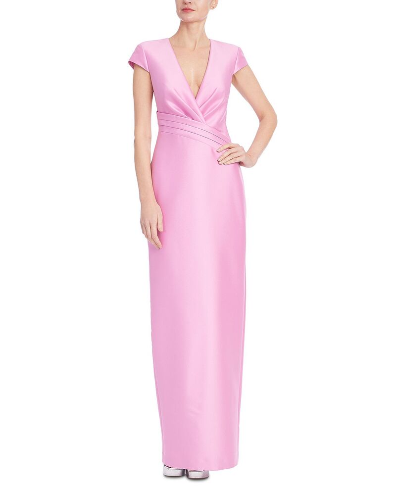 バッジェリーミシュカ レディース トップス 衣裳 筋目 旗がしら Badgley Mischka Cap Sleeve Pleated Waist Gown Rose