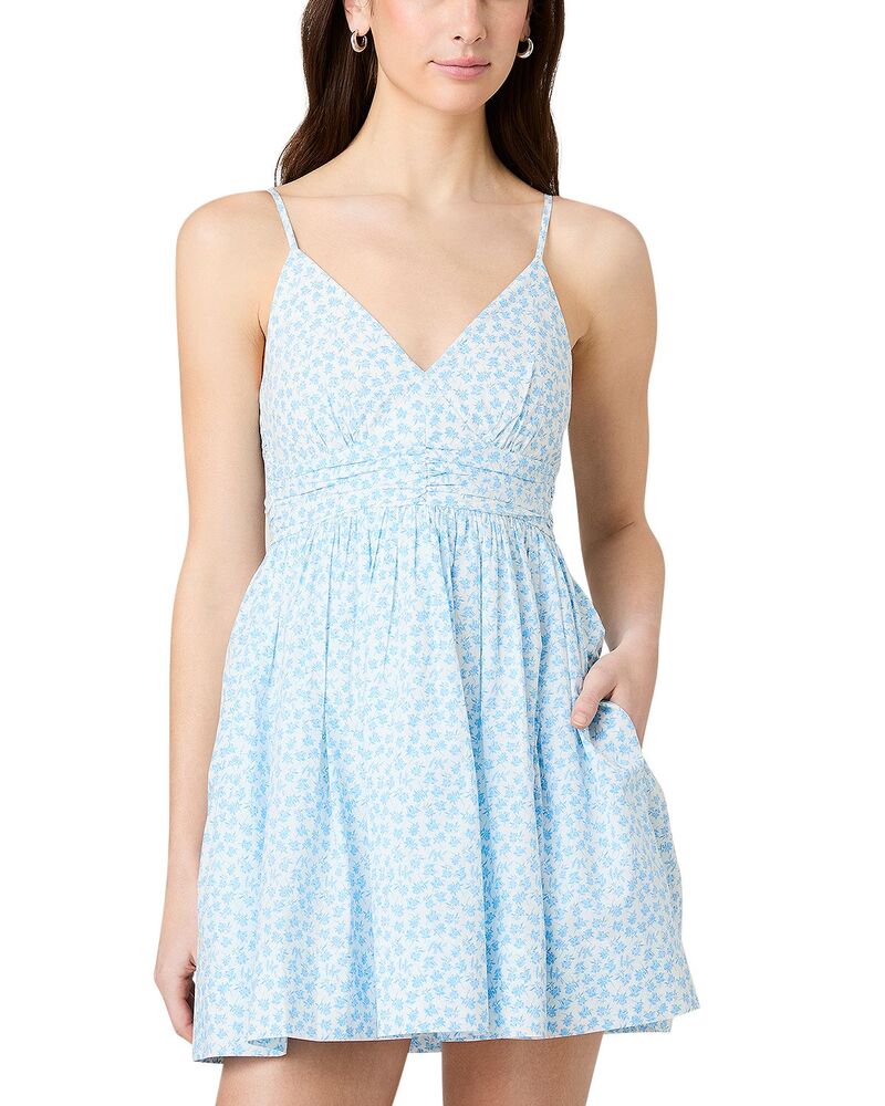 フレンチコネクション レディース トップス ワンピース ギャザー ミニ FRENCH CONNECTION Rhodes Ruched Mini Dress White/Poolside Blue ホワイト｜ReVida 店