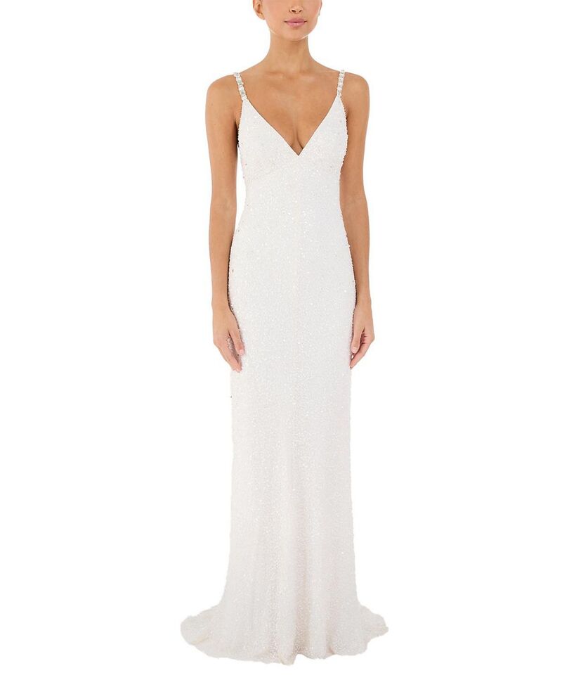 ジェニー・パッカム レディース トップス ワンピースパンコール Jenny Packham Nora Sequin-Embellished Gown Ivory アイボリー|ReVida 店