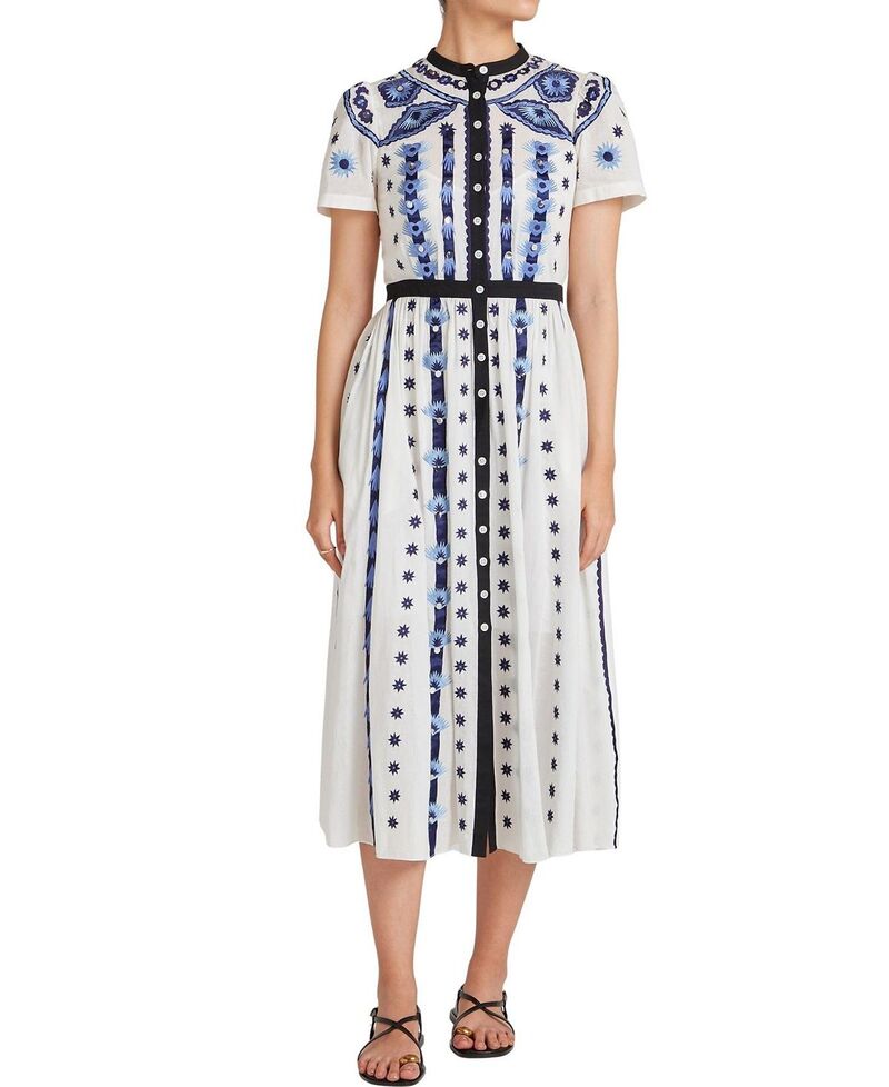 テンパリーロンドン レディース トップス プルオーバー Temperley London Women\u0027s Edith Shirt Dress White/Blue 白いこと