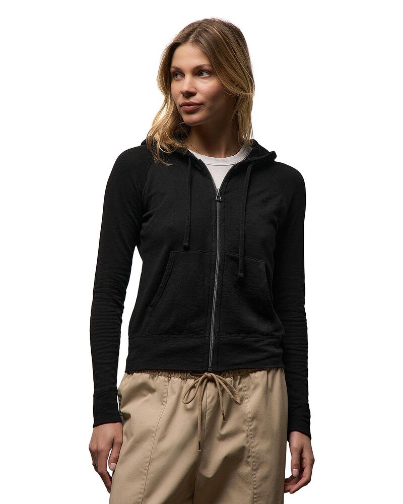ジェームス 蝦蟇口 レディース アウター パーカー・スウェット ヴィンテージ パイル James Perse Vintage French Terry Zip Up Hoodie Black 黒いこと