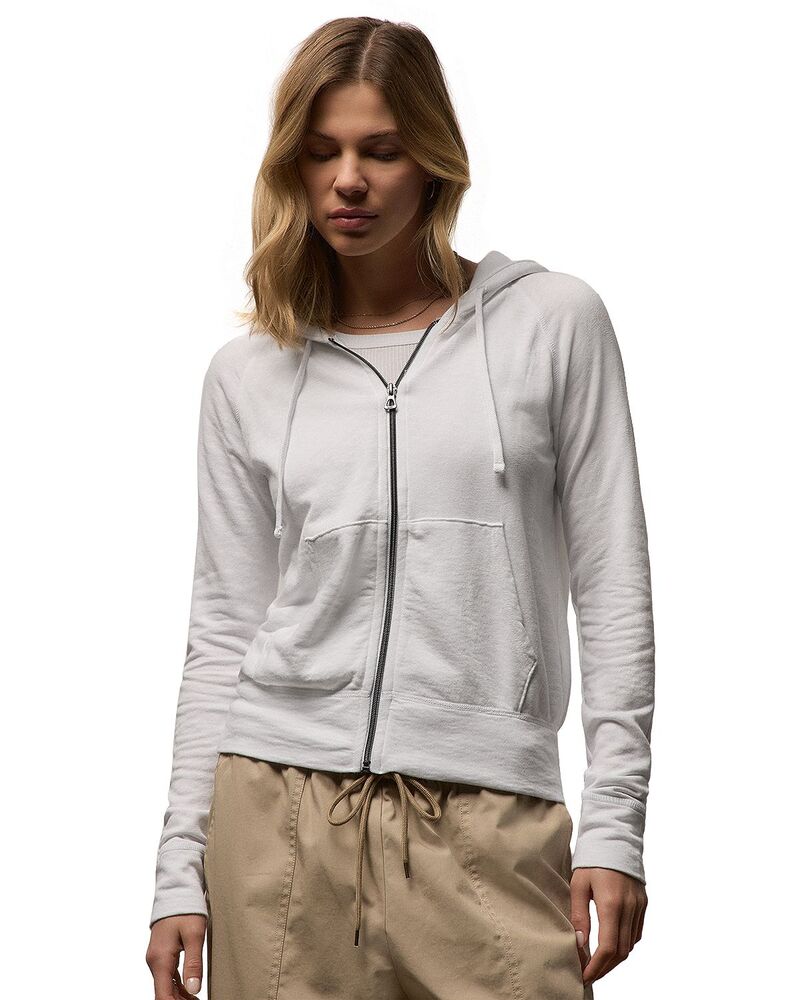ジェームス 蝦蟇口 レディース アウター パーカー・スウェット ヴィンテージ パイル James Perse Vintage French Terry Zip Up Hoodie White 白いこと