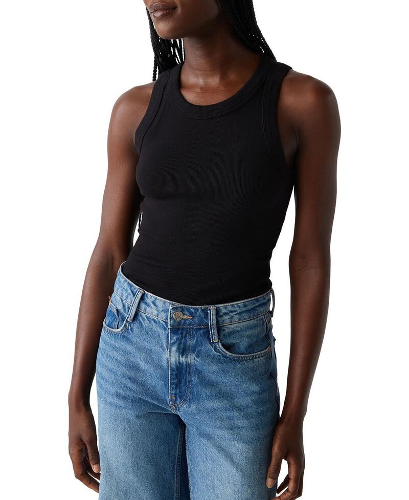 マイケルスターズ レディース トップス 貯蔵タンクいの一番 Michael Stars Gina Wide Binding Crop Tank Black 黒いこと