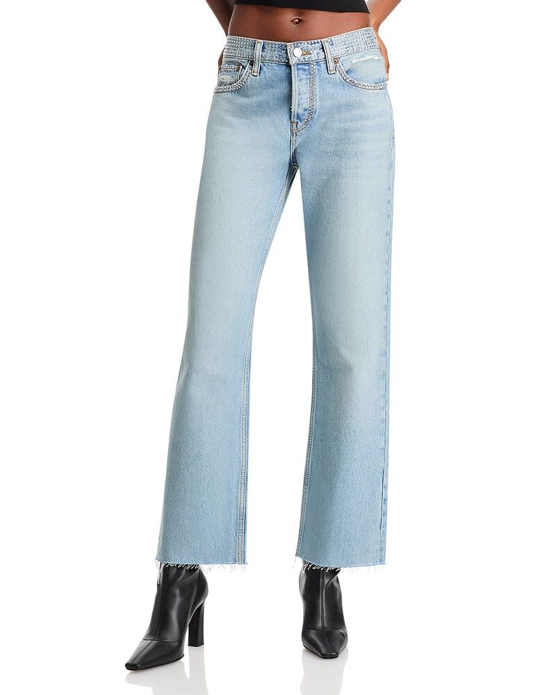 リダン レディース ボトムス デニムパンツ ジーンズ RE/DONEasy Rhinestone Straight Crop Jeans in Diamond Tide Diamond Tide｜ReVida 店