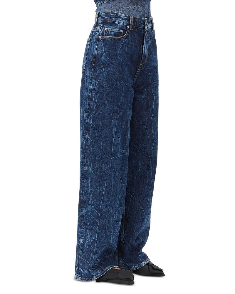 ガニー レディース ボトムス ジーンズズボン下 ワイドレッグ デニム GANNI Crinkled Future Denimarri Wide Leg Jeans インチ Mid Stone Mid Blue Stone 青み