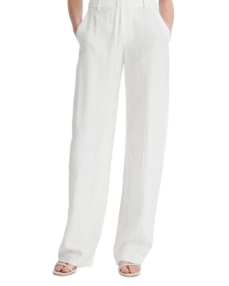 ヴィンス レディース ボトムス 心地好いズボン下 Vince Mid Rise Double Waistband Trousers Off White 象牙色