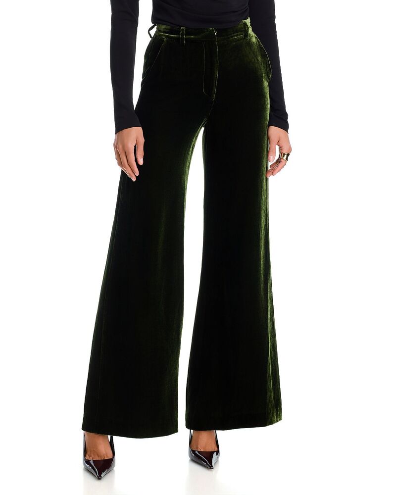 ラジャンス レディース ボトムス カジュアルパンツ ワイドレッグ ベルベット L'AGENCE Pilar Velvet Wide Leg Pants Deep Olive オリーブ｜ReVida 店