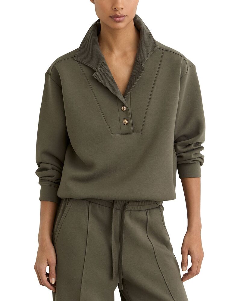 レイス レディース アウター パーカー・スウェット プルオーバー REISS Bella Sweatshirt Khaki Green 緑であること